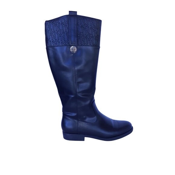 Tommy Hilfiger Womens Black Leather Knee-High Riding Boots Size 8.5 - Picture 1 of 13